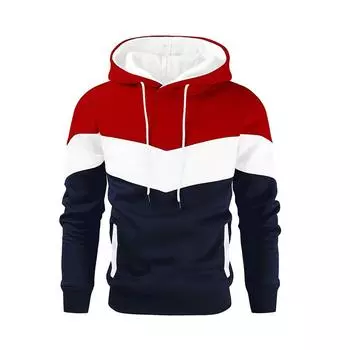Большой размер модная мужская толстовка с капюшоном контрастных цветов свитер с капюшоном повседневный спортивный свитер XL белый