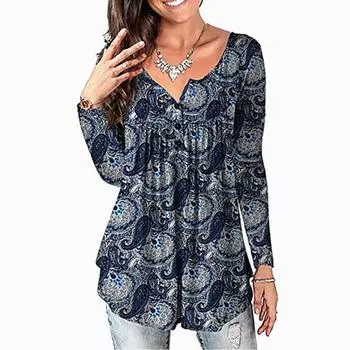 Большой размер модная рубашка женская весна и осень новая мода принтованный длинный рукав свободный топ повседневная рубашка M