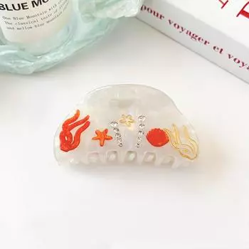 Большой размер Морская серия Большие заколки для волос Краб Заколка для волос Бриллиант Морская звезда Ракушка Зажимы для волос Заколка Ацетат Аксессуары для волос Ручная работа