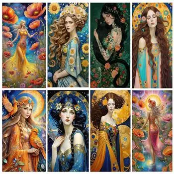 Большой размер мозаика красивая женщина новинка 2024 DIY полный набор алмазов для рисования портрет искусство вышивка крестиком стразы square 30x60cm белый