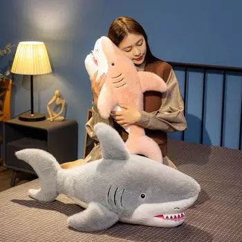 Большой размер Мягкая плюшевая игрушка Акула Розовая Серая Рыба Акула Мягкая игрушка Мягкая кукла Подарки Девочки Дети 50cm розовый