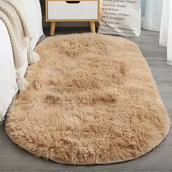 Большой размер мягкий длинный плюшевый пушистый ковер плюшевый коврик на пол овальный моющийся украшение для дома 40x60cm небесно-голубой