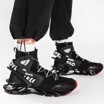 Большой размер мужской прилив увеличивает мужскую амортизацию беговые осенние дышащие толстые подошвы мягкие баскетбольные спортивные кроссовки для бега 39 чёрный