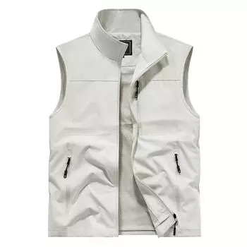 Большой размер мужской жилет весна-осень дышащий жилет для активного отдыха куртка без рукавов с воротником-стойкой многокарманный жилет S