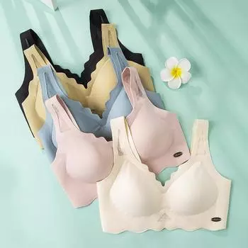 Большой размер нижнее белье из ледяного шелка бесшовное тонкое цельное без стальных пластин ультратонкое покрытие бюстгальтера M розовый