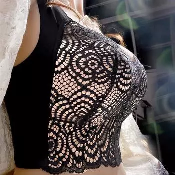 Большой размер нижнего белья женский сексуальный кружевной толстый мм тонкий без оправы жилетного типа увеличенный спортивный бюстгальтер для сна сборка чехол 36/80C серый