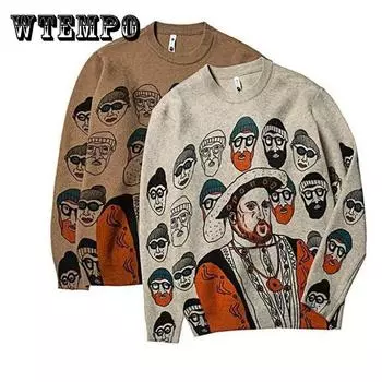 Большой размер осень зима мужской свитер с круглым вырезом с рисунком пуловер утолщенная теплая базовая рубашка мягкий повседневный свитер 2XL