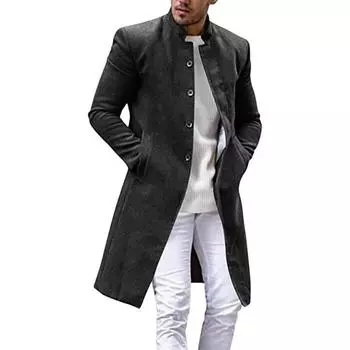 Большой размер осенне-зимнее шерстяное пальто мужской шерстяной тренчкот S