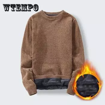 Большой размер осенне-зимнего свитера с круглым вырезом плюс бархатная рубашка с толстым дном, однотонный модный брендовый свитер, свободный шерстяной мужской пуловер 3XL вино красного