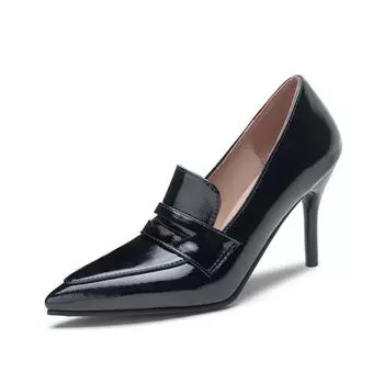 Большой размер Остроносые Ультра-высокие Стройнящие Сексуальные Офисные Женские Туфли на Высоком Каблуке Сексуальная Юбка Туфли-лодочки с Мелким Вырезом 2025 34 чёрный