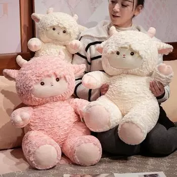 Большой размер овцы плюшевая игрушка очень мягкие плюшевые игрушки розовая белая овца кукла мягкая игрушка подарки для девочек и детей 50cm розовый