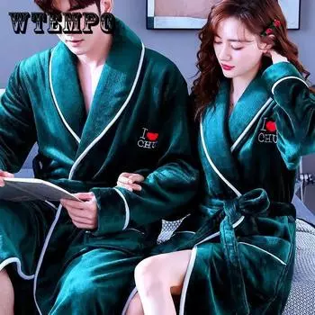 Большой размер пара халат пальто мужчины домашняя одежда дамы пижамы в форме сердца нагрудный значок халат длинный XXXL