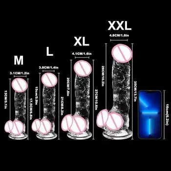 Большой размер пениса для моделирования Нет. Большие размеры Женский мастурбатор Игрок TPE Дилдо Анальная пробка Взрослый секс-продукт M Transparent17.5cm