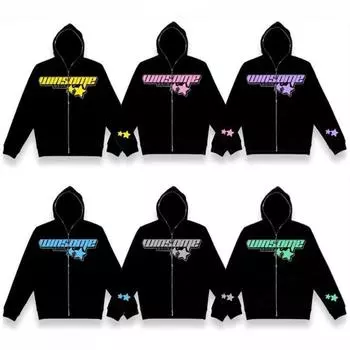 Большой размер, полная молния, звезда, буквенный принт, готическая панк-мужская толстовка, пальто, пуловер Y2K, женская уличная толстовка в стиле хип-хоп, 2023 XL