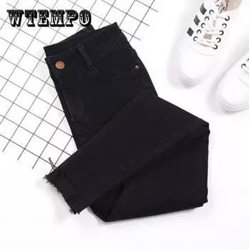 Большой размер Повседневный Тощий Карандаш Брюки Женские Высокие Талия Дикая Самосовершенствование Стретч Дамы Джинсы 32