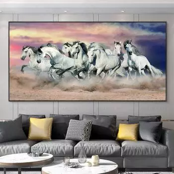 Большой размер Ретро бегущие лошади группа галопирующая холст картина настенное искусство животные настенные панно для украшения гостиной Cuadros 20cm40cm NoFrame