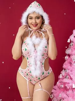 Большой размер романтический вишневый цвет рождественский комбинезон униформа дразнящий соблазн женщин большой размер эротическое нижнее белье 1XL