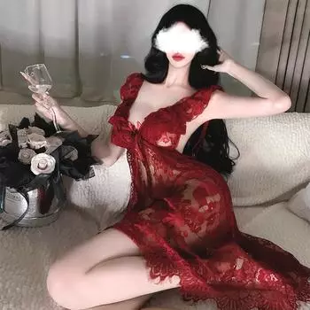 Большой размер сексуальная кружевная ночная рубашка эротическое нижнее белье провокационная перспектива искушение свободная страсть пижамный комплект M