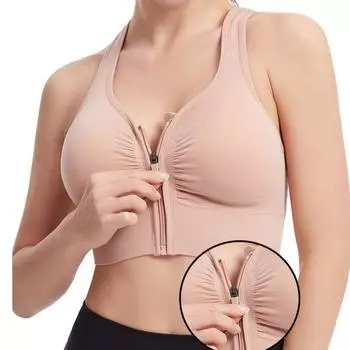 Большой размер спереди молния спортивный бюстгальтер для женщин бюстгальтер с перекрестными бретелями сзади ударопрочный бюстгальтер со сборками жилет для бега фитнеса йоги M чёрный