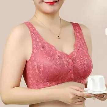 Большой размер спереди пряжка сексуальный пуш-ап женский бюстгальтер регулируемый тонкий чашка дышащий удобный средний возраст мама женское нижнее белье M дубильная кора
