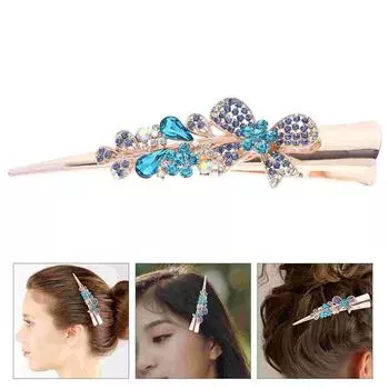 Большой размер Стразы Заколки для волос Металлическая заколка в виде рога Винтажные заколки для волос Женская заколка Элегантные аксессуары для волос Для большого