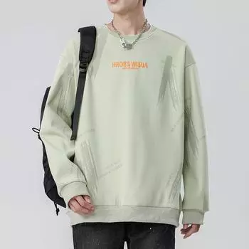 Большой размер свитер мужской весенний новый футболка мужской простой 135 кг свободный топ с длинными рукавами M