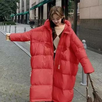 Большой размер свободная куртка-кокон из белого утиного пуха женская зимняя новая высококачественная длинная утепленная куртка до колена M