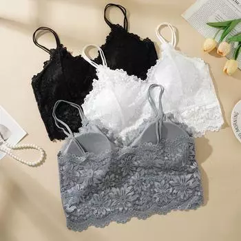 Большой размер сзади кружевной женский бюстгальтер без бретелек с подушкой для груди жилет с тонкими бретелями бюстгальтеры с подвязками нижнее белье S/M белый