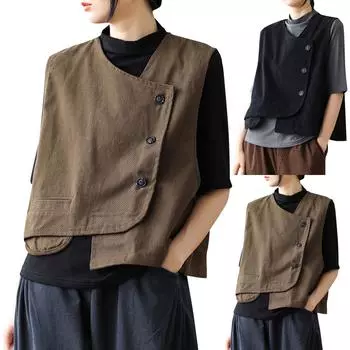 Большой размер телесного цвета ретро состаренный капюшон с принтом пэчворк джинсовый жилет для женщин L чёрный