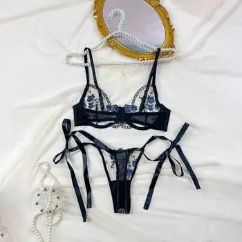 Большой размер толстый ММ секс ремень нижнее белье трехточечный сексуальный прозрачный кружевной вышитый ремень комплект S