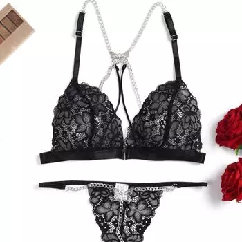 Большой размер толстый ММ сексуальное нижнее белье сексуальный большой размер трехточечная цепочка-бабочка комплект S