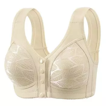 Большой размер тонкий без косточек собирающий жилет бюстгальтер с фиксированной чашкой удобное приятное к коже белье для среднего и пожилого возраста 36/80 бежевый