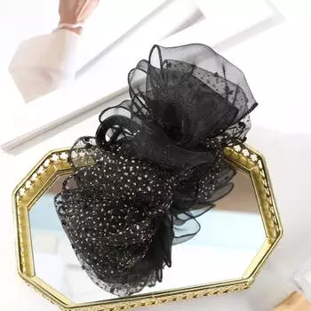 Большой Размер Заколка-Краб для Волос Бант Черный Заколка Женский Темперамент Вечеринка Аксессуары для Волос Зажим для Волос Модный Головной Убор Заколка