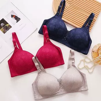 Большой размер, жаккардовая тонкая чашечка, три ряда пуговиц, бюстгальтер с полной чашкой для людей среднего и пожилого возраста, немагнитное, неметаллическое кольцо, сексуальное нижнее белье 36/80 синий