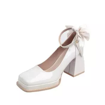 Большой размер Женские летние туфли на высоком каблуке с французским острым носком, жемчугом и толстым высоким каблуком, туфли-лодочки с закрытым носком, женские туфли на платформе 35