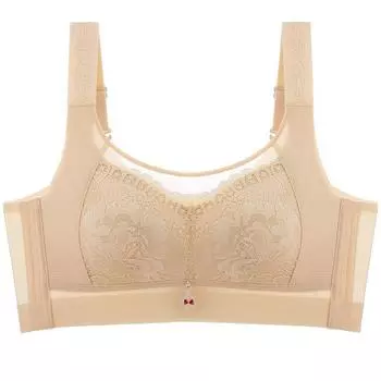 Большой размер, женский регулируемый минимайзер с полной чашкой, тонкий бюстгальтер, беспроводной бюстгальтер, летнее нижнее белье, собранный бюстгальтер без косточек пуш-ап 75C телесный