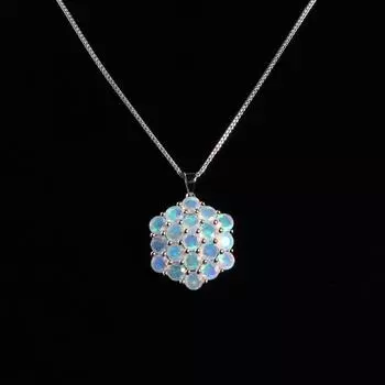 Большой роскошный опаловый кулон из стерлингового серебра 925 пробы с натуральным опалом, круглый 5 мм, изысканные украшения для женщин, хороший подарок белый