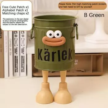 Большой рот Железный контейнер для ручек Железный держатель для ручек Студенческий рабочий стол Железный ствол Офис A зелёный