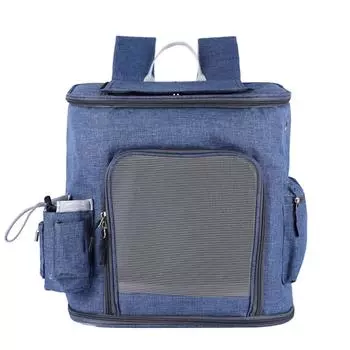 Большой рюкзак для переноски домашних животных, дышащая передняя молния, легкая сумка-переноска для щенков синий