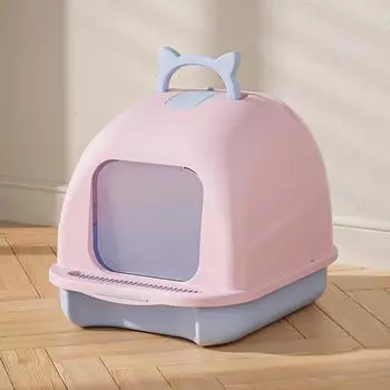 Большой съемный туалет для кошек, полностью закрытый лоток для кошек, туалет для собак, лоток для домашних животных с лопаткой для мусора серый