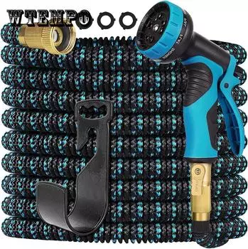 Большой садовый шланг, расширяемый, гибкий, используется для мойки автомобилей под высоким давлением, волшебный шланг, распылитель, полив сада на открытом воздухе 25ft красный