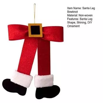 Большой Санта-Клаус Ноги Бантик Рождественская елка Подвесной кулон Сияющий Рождественский бант Украшение DIY Входная дверь Венки Декор для оконной стены красный