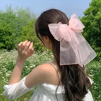 Большой сетчатый бант-зажим Элегантная заколка для волос для девочки Женская заколка для волос для конского хвоста Заколки для косы Зажим-краб для волос Аксессуары для волос Головной убор