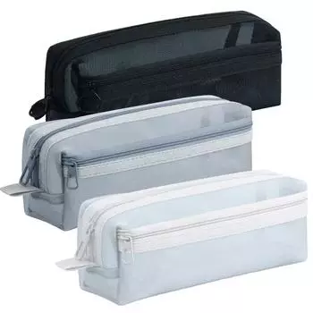 Большой сетчатый пенал с отделением для ручек, прозрачный карманный многофункциональный пенал, стационарный прозрачный пенал белый