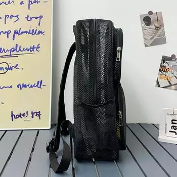 Большой сетчатый рюкзак Рюкзак для колледжа Дышащий прозрачный сетчатый рюкзак с удобными ремнями Прочный для пляжного фитнеса розовый