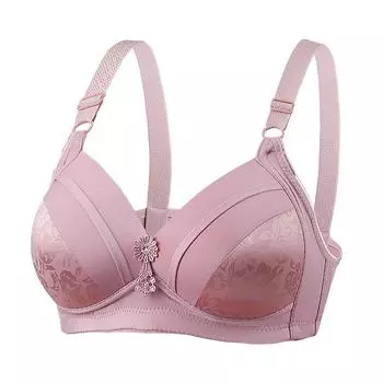 Большой сексуальный бюстгальтер без стального кольца для мам, тонкий хлопковый бюстгальтер для женщин среднего и пожилого возраста, дышащее жаккардовое нижнее белье 36 yards/80C розовый
