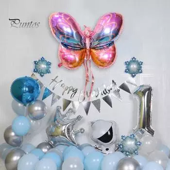 Большой шар-бабочка из алюминиевой фольги, красочный шар-бабочка, украшение для дня рождения, свадьбы, детского душа, детская игрушка