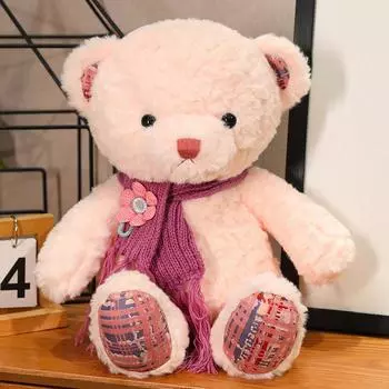 Большой шарф медведь плюшевая кукла девочка кровать спящая кукла мишка длинная подушка-валик подарок на День святого Валентина Sitting height 35cm розовый