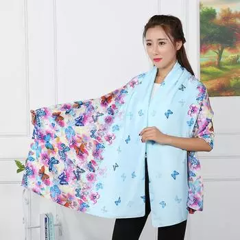 Большой шелковый шарф 70*180 см, женский модный шарф с баской, новая шаль с принтом 70x180cm