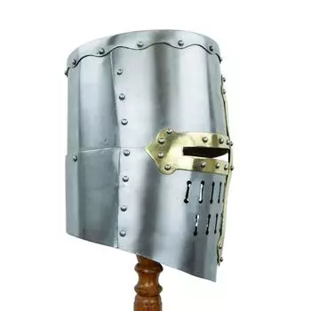 Большой шлем крестоносца-тамплиера из стали 18 калибра, XIII век